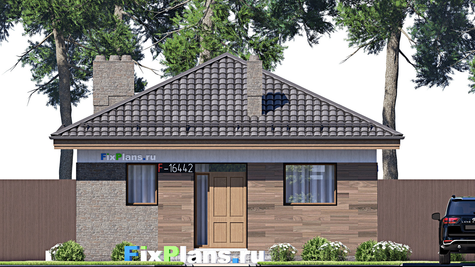 Проект одноэтажного дома 8х14м S83м2 F-16442