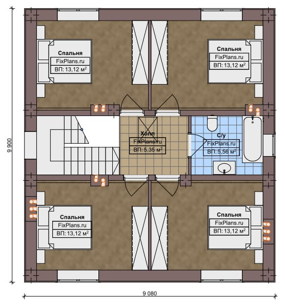 Проект двухэтажного дома 9х14 м S141м2 F-17036