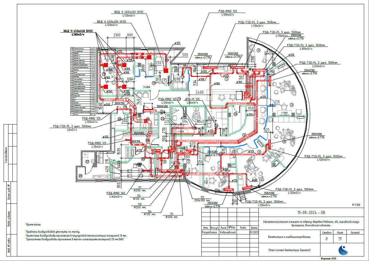 Проект вентиляции и кондиционирования стоматологии
