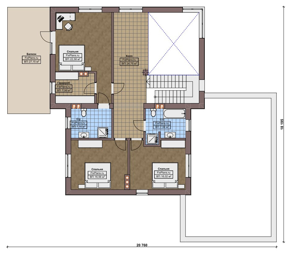 Проект двухэтажного дома 18х15 м S335м2 F-17054