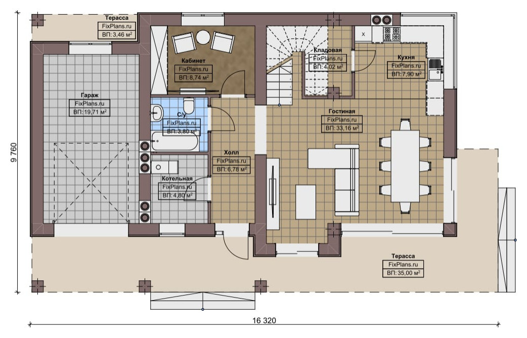 Проект двухэтажного дома 10х16 м S184м2 F-16298