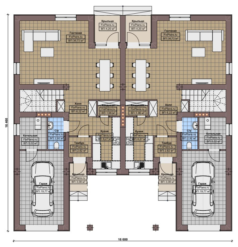 Проект двухэтажного дома 16х17 м S317м2 F-16667