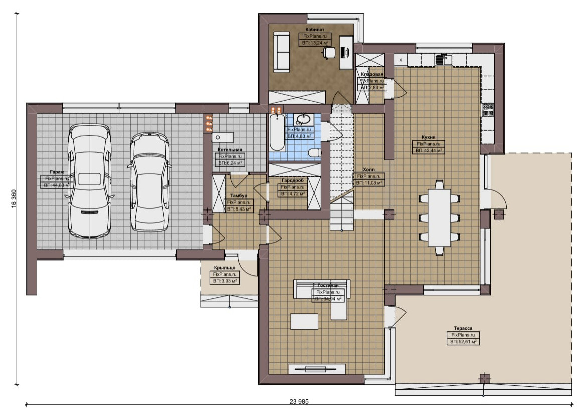 Проект двухэтажного дома 16х24 м S333м2 F-16658