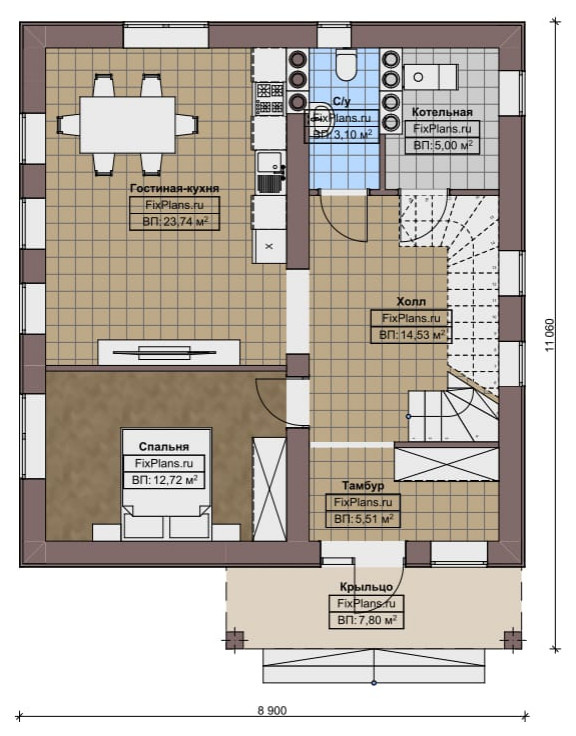 Проект двухэтажного дома 11х9 м S135м2 F-16433