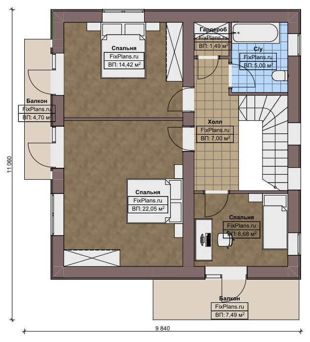 Проект двухэтажного дома 11х9 м S135м2 F-16433