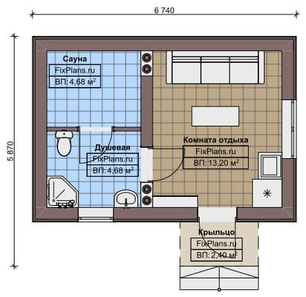 Проект одноэтажного дома 7х6м S23м2 F-15614