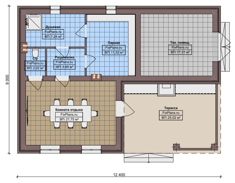 Проект одноэтажного дома 7х6м S32м2 F-15542