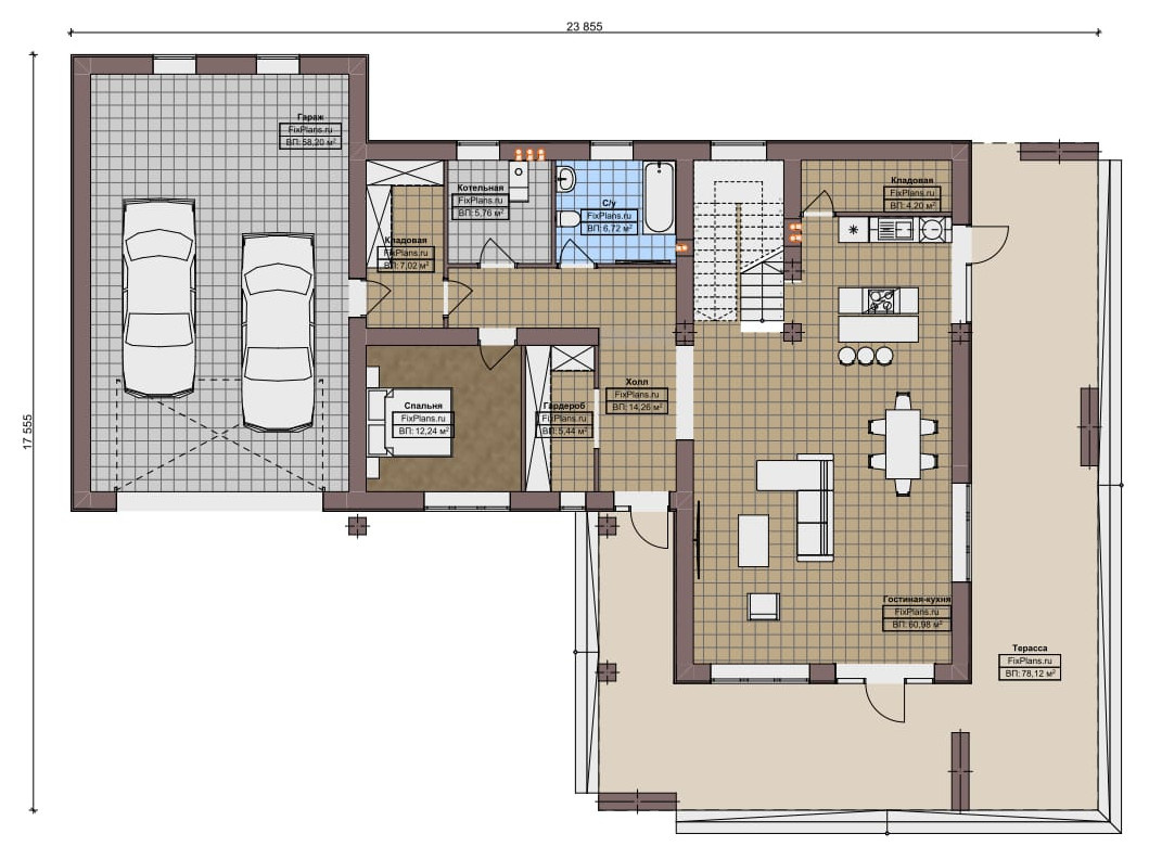 Проект двухэтажного дома 18х24 м S482м2 F-15254