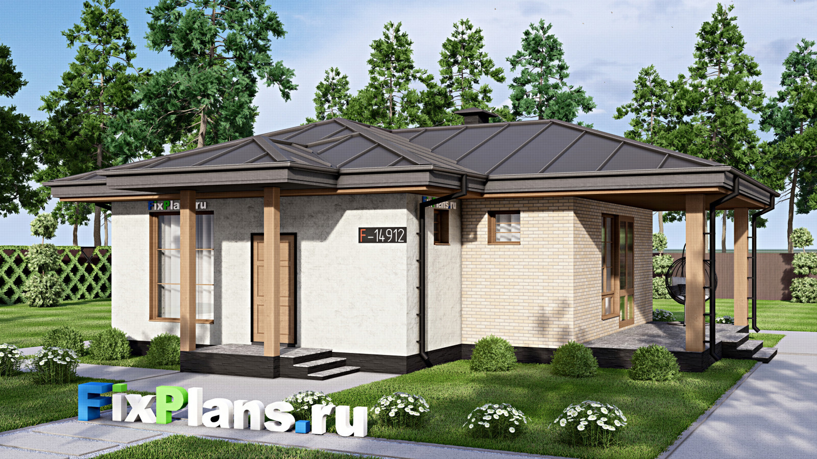 Проект одноэтажного дома 11х12м S81м2 F-14912