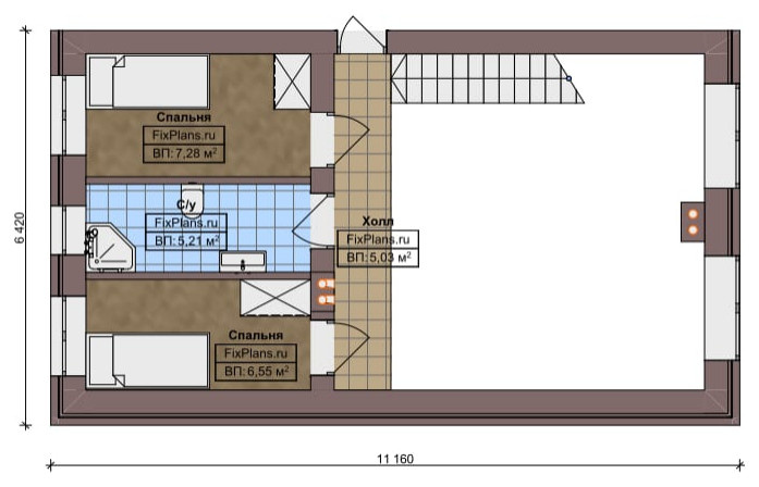 Проект дома с мансардой 11х12 м S108м2 F-14759