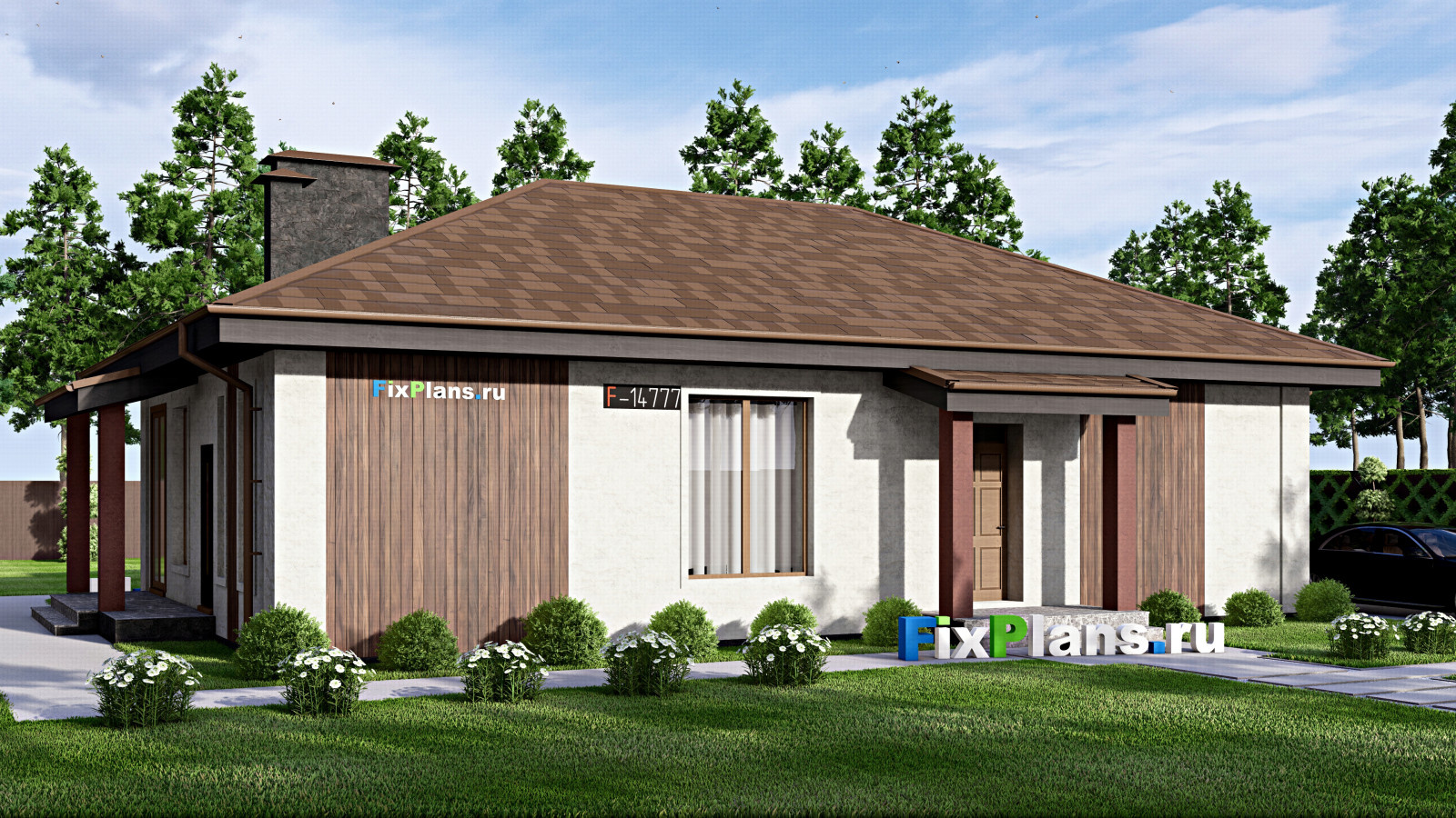 Проект одноэтажного дома 13х16м S128м2 F-14777