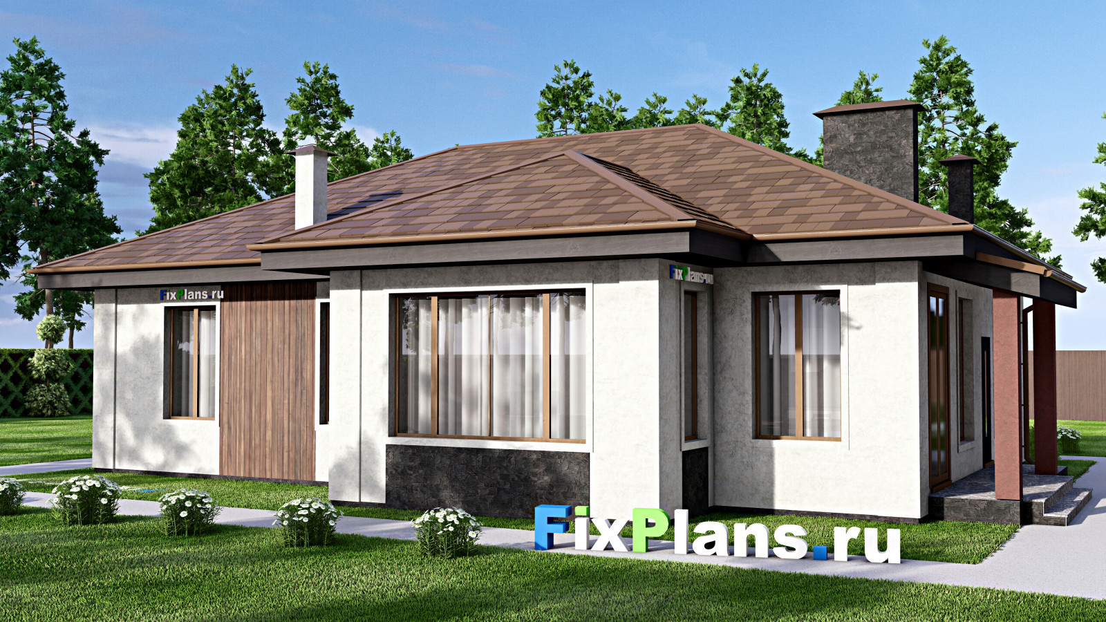 Проект одноэтажного дома 13х16м S128м2 F-14777