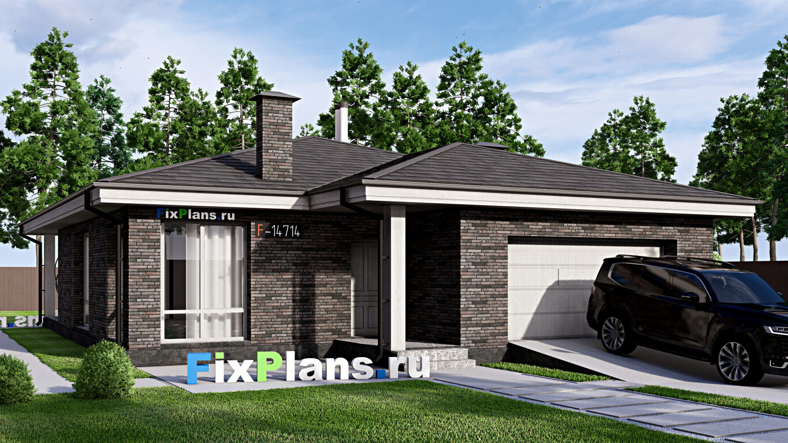 Проект одноэтажного дома 12х16м S149м2 F-14714