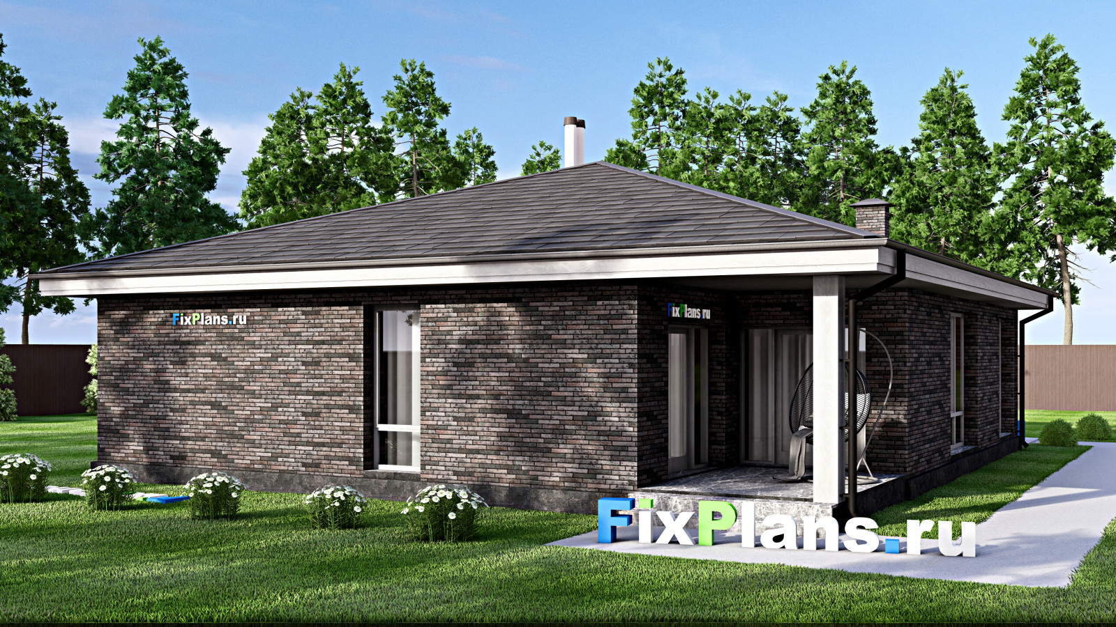 Проект одноэтажного дома 12х16м S149м2 F-14714