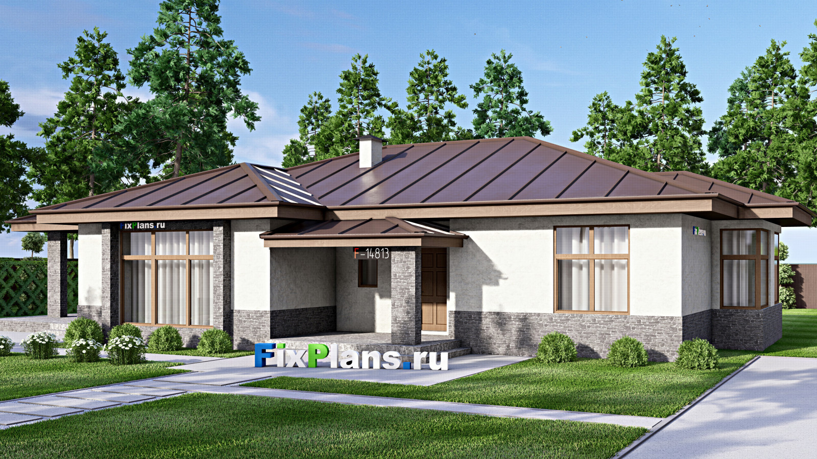 Проект одноэтажного дома 14х23м S208м2 F-14813
