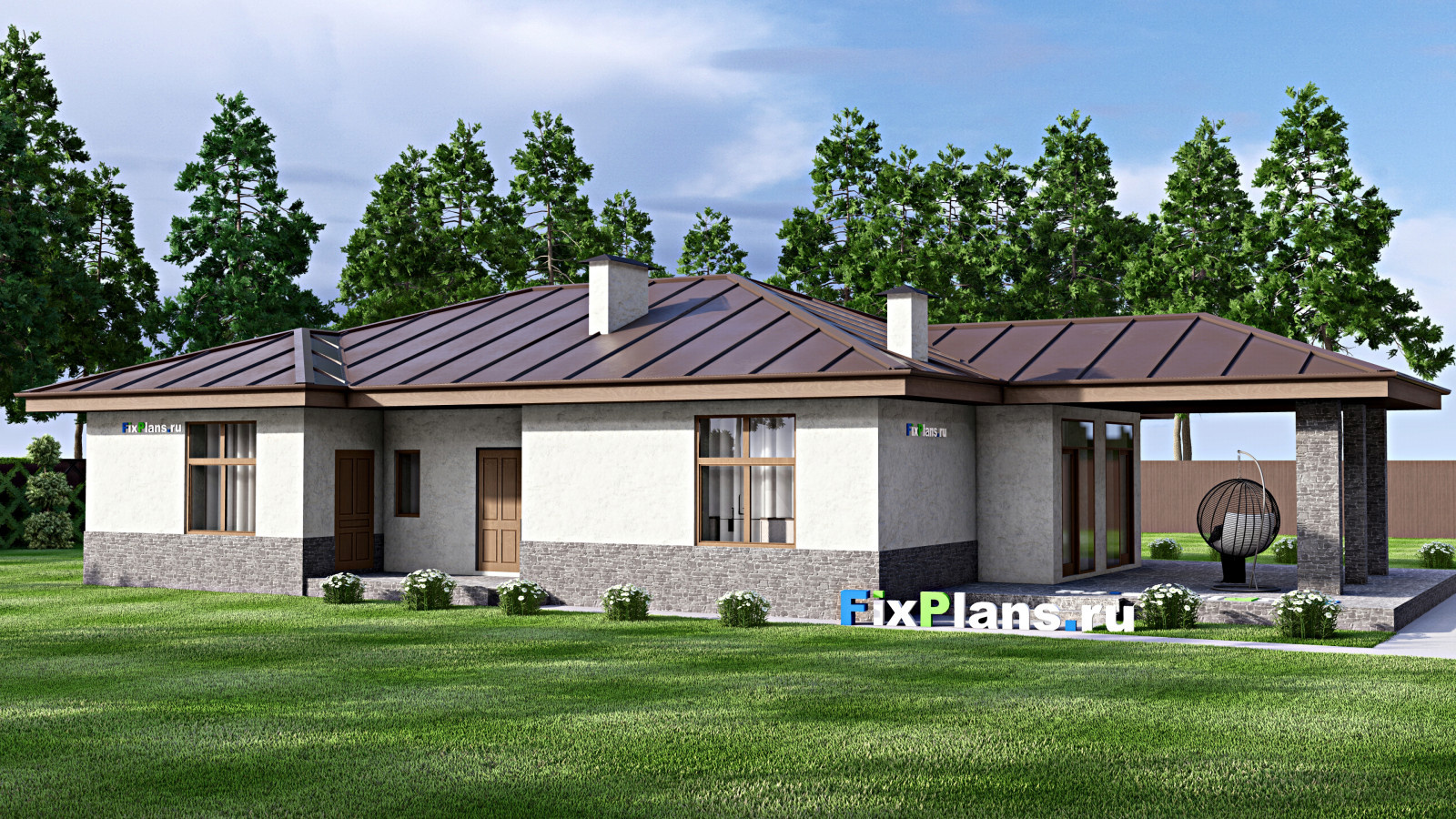 Проект одноэтажного дома 14х23м S208м2 F-14813