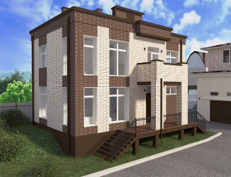 Дом из газобетона с обдицовкой из кирпича. 200 м2