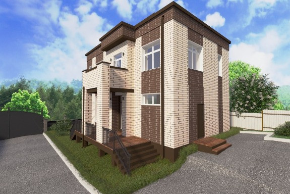 Дом из газобетона с обдицовкой из кирпича. 200 м2