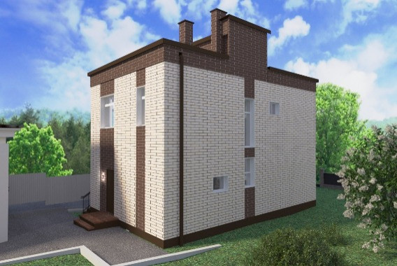 Обложка проекта: Дом из газобетона с облицовкой из кирпича. 200 м2