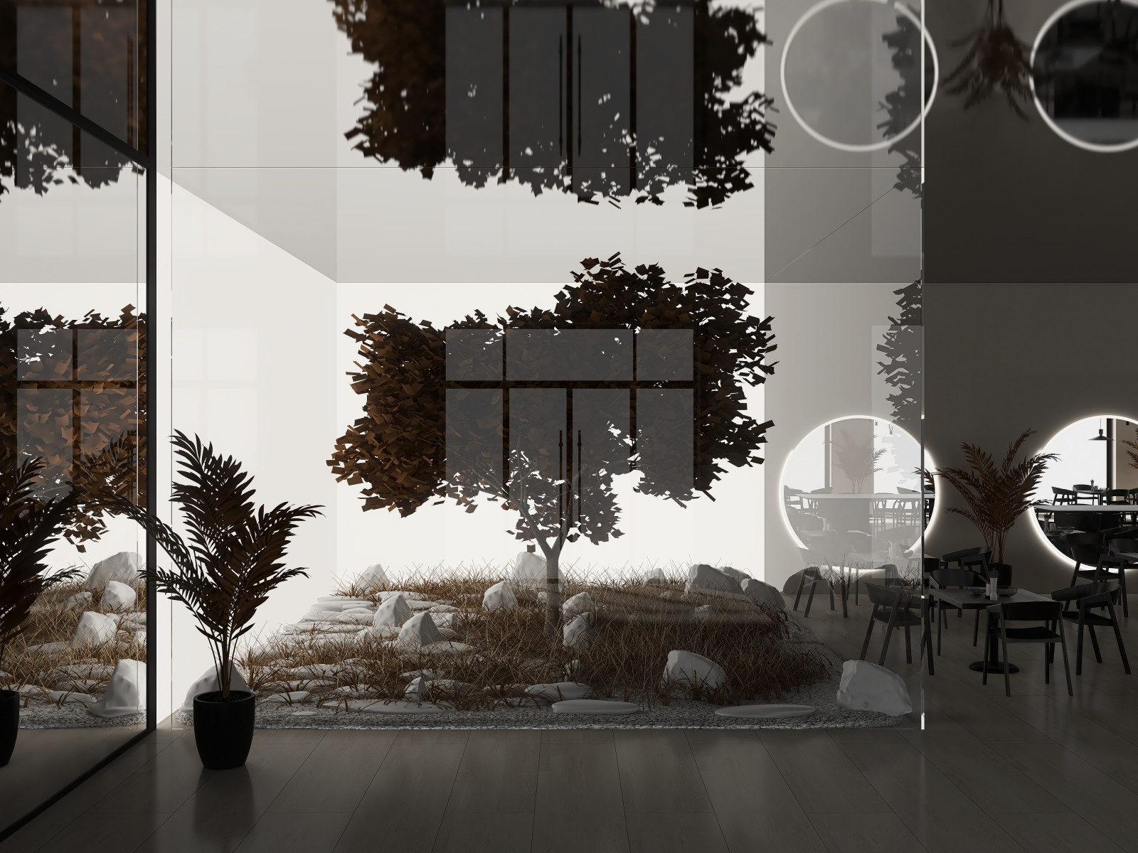 Наш проект ресторана в индустриально-минималистичном стиле Интерьер общественног