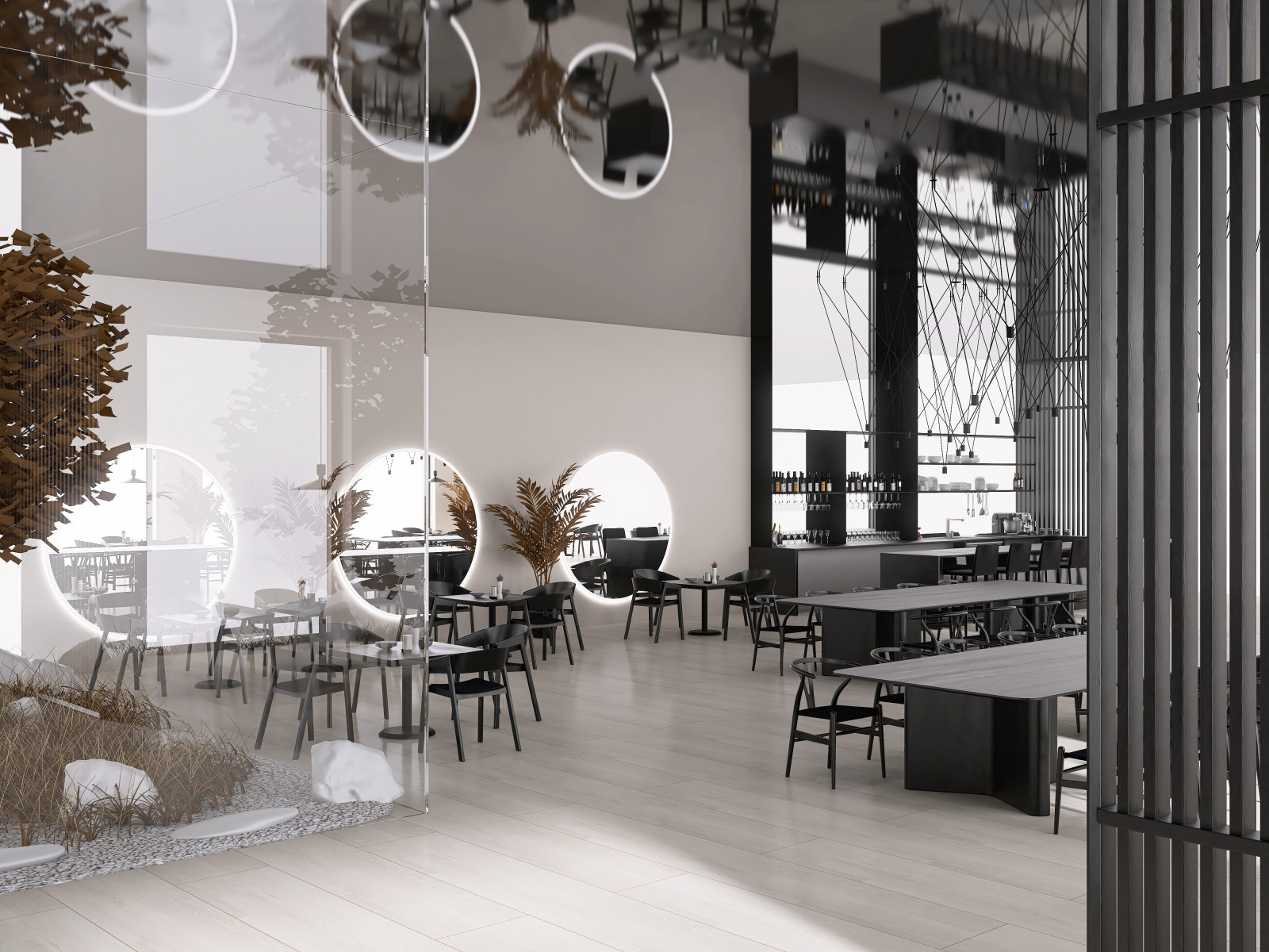 Наш проект ресторана в индустриально-минималистичном стиле Интерьер общественног