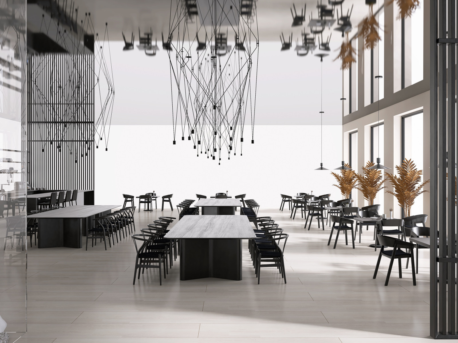 Наш проект ресторана в индустриально-минималистичном стиле Интерьер общественног