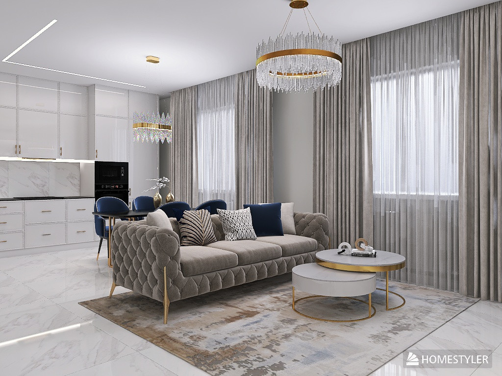 Кухня - гостиная ар-деко