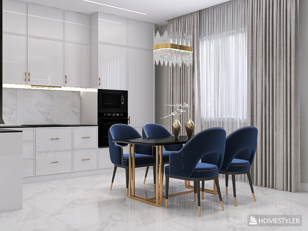 Кухня - гостиная ар-деко