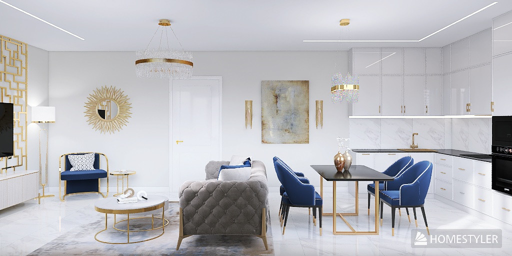 Обложка проекта: Кухня - гостиная ар-деко