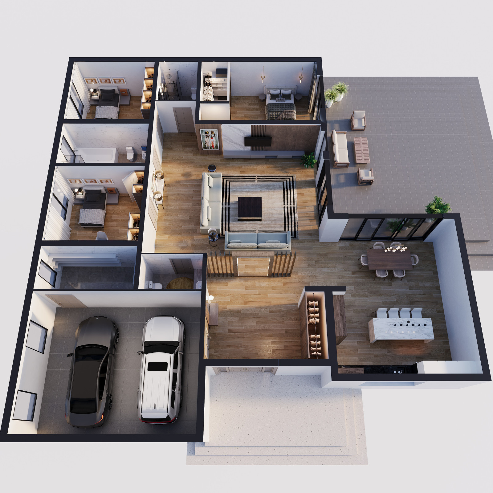 Suburban home, 3d plan