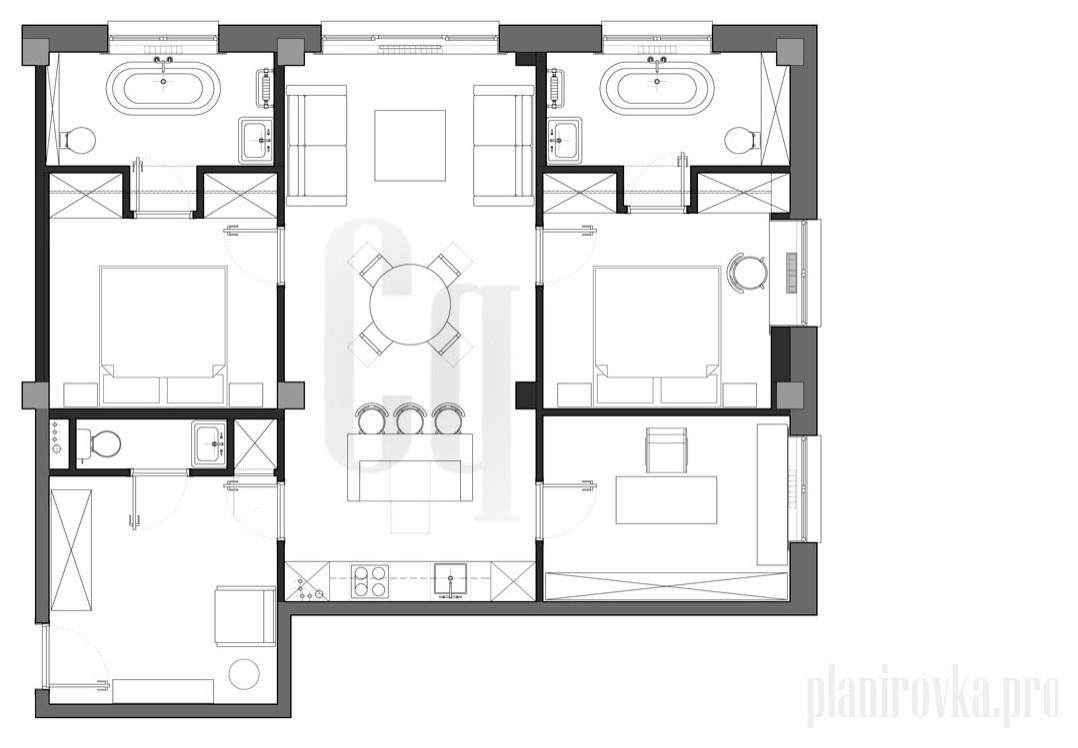 Планировка и проект планировки КВАРТИРЫ 96м2