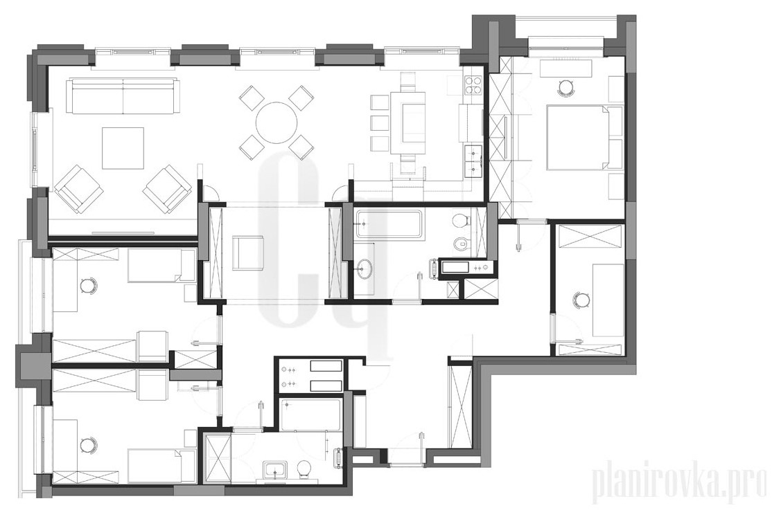 Планировка и проект планировки КВАРТИРЫ 180м2