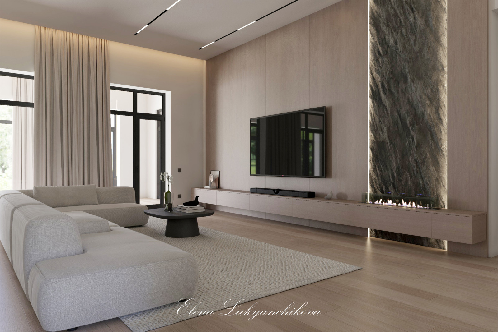 Интерьер кухни-гостиной в частном доме ЛО, Гатчинский р-н Заборье