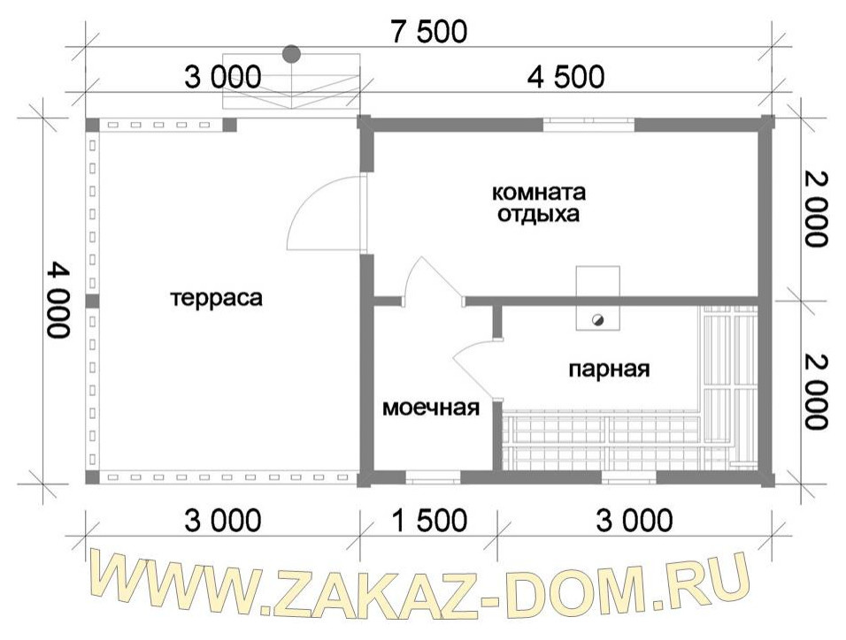 Проект бани из бруса: Б-114