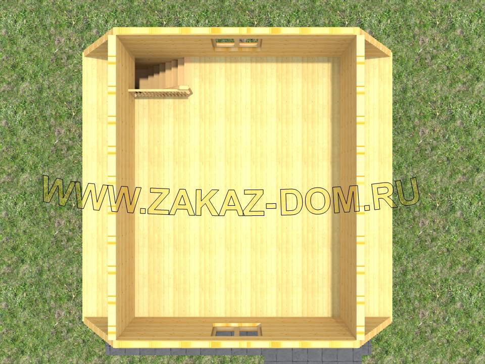 Проект бани с мансардой из бруса (6х6 м) : 2Б-3