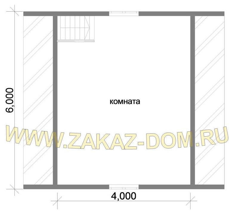 Проект бани с мансардой из бруса (6х6 м) : 2Б-3