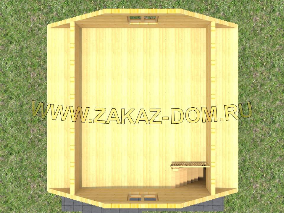 Проект бани с мансардой из бруса (6х6 м) : 2Б-7