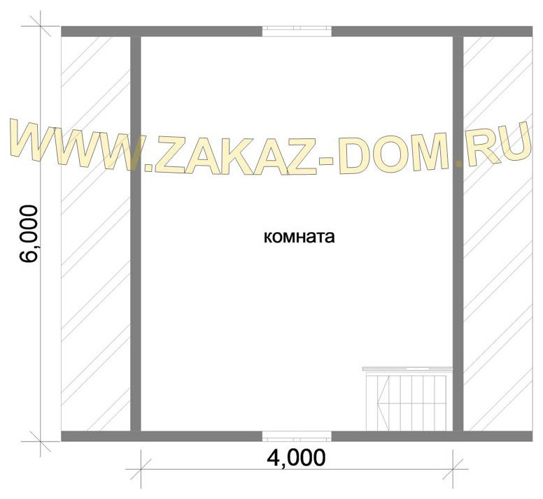 Проект бани с мансардой из бруса (6х6 м) : 2Б-7