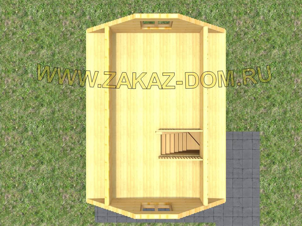 Проект бани с мансардой из бруса (4х6 м) : 2Б-8