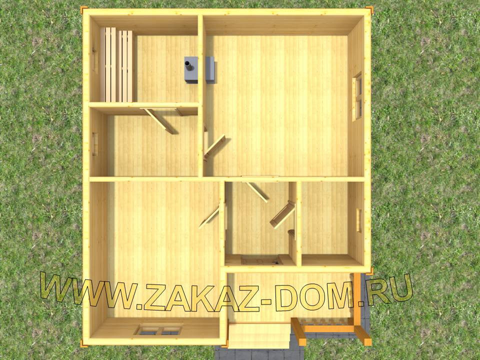 Проект одноэтажной бани из бруса (6х7 м) : Б-107