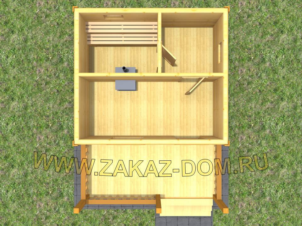 Проект одноэтажной бани из бруса (4.5х6 м) : Б-105