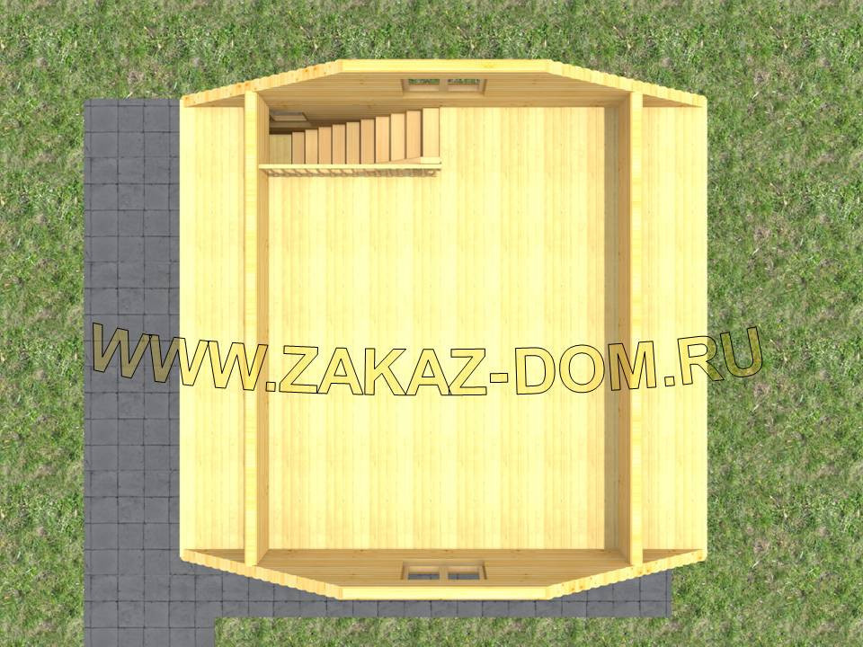 Проект бани с мансардой из бруса (6х6 м) : 2Б-10