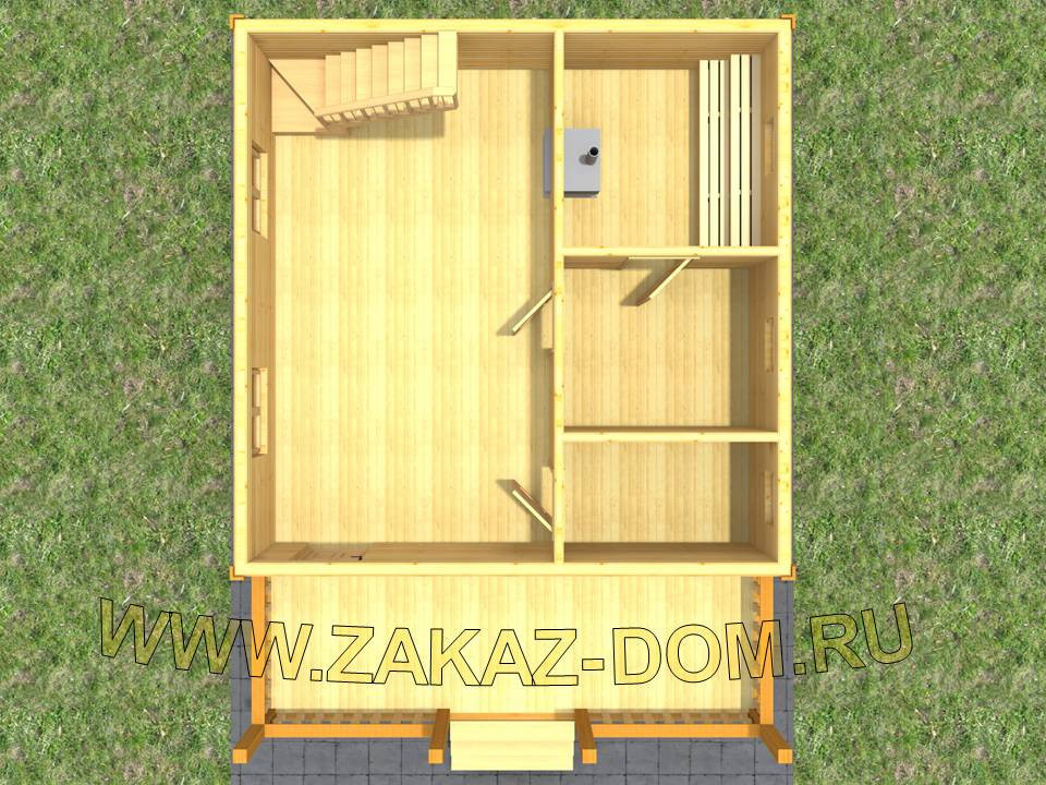 Проект бани с мансардой из бруса (6х8 м) : 2Б-11