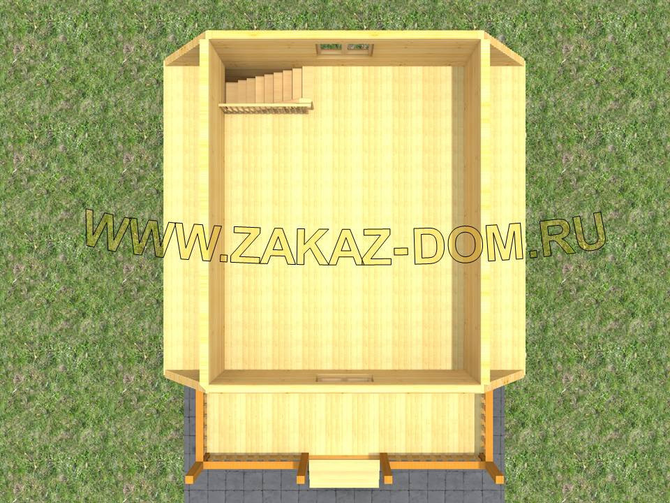 Проект бани с мансардой из бруса (6х8 м) : 2Б-11