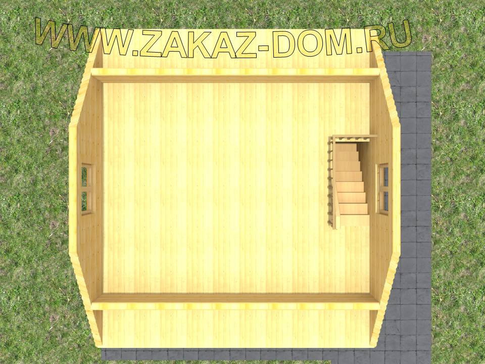 Проект бани с мансардой из бруса (6х6 м) : 2Б-14