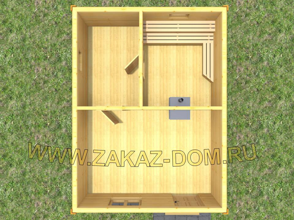 Проект одноэтажной бани из бруса (4.5х6 м) : Б-101