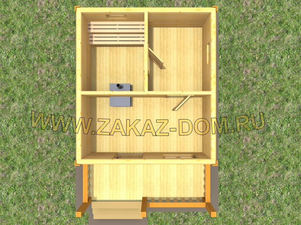 Проект одноэтажной бани из бруса (4х6 м) : Б-100