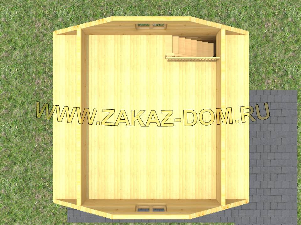 Проект бани с мансардой из бруса (6х6 м) : 2Б-16