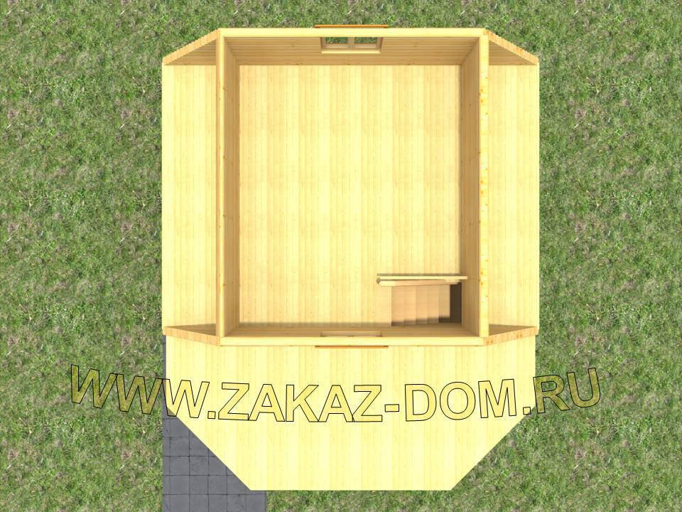 Проект бани с мансардой из бруса (6х7.5 м) : 2Б-43