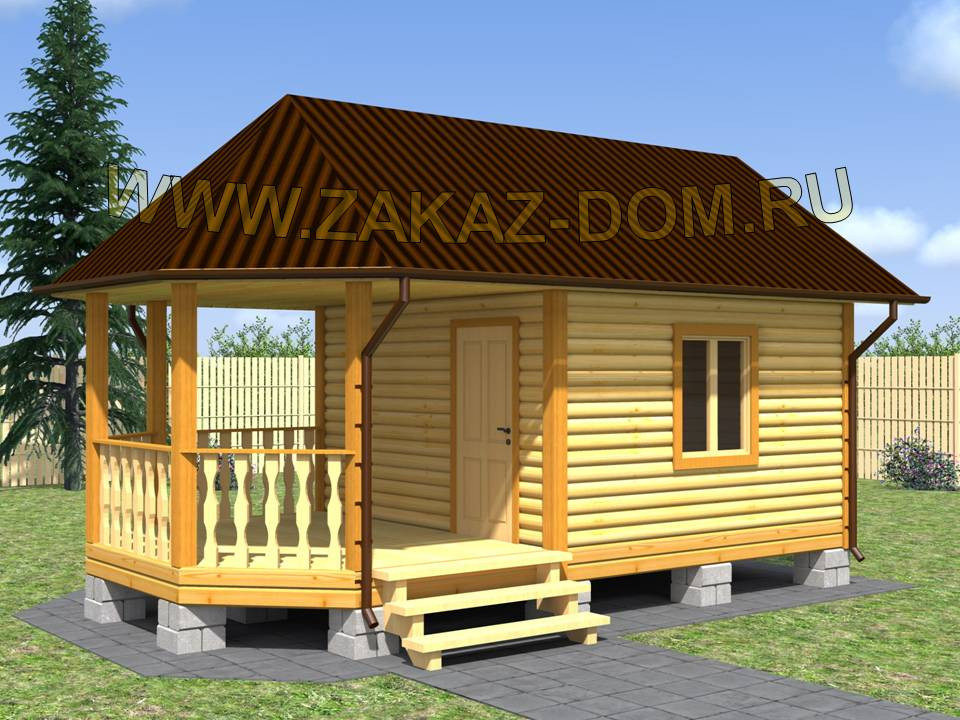 Проект одноэтажной бани из бруса (4х7 м) : Б-52